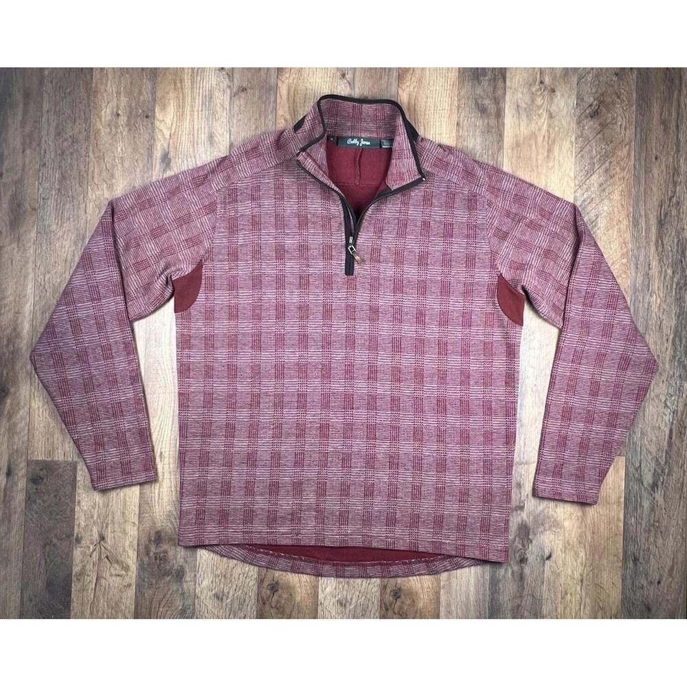Bobby Jones Quarter 1/4 Zip Plaid Sweater Pullover Men's Medium Golf Preppy .